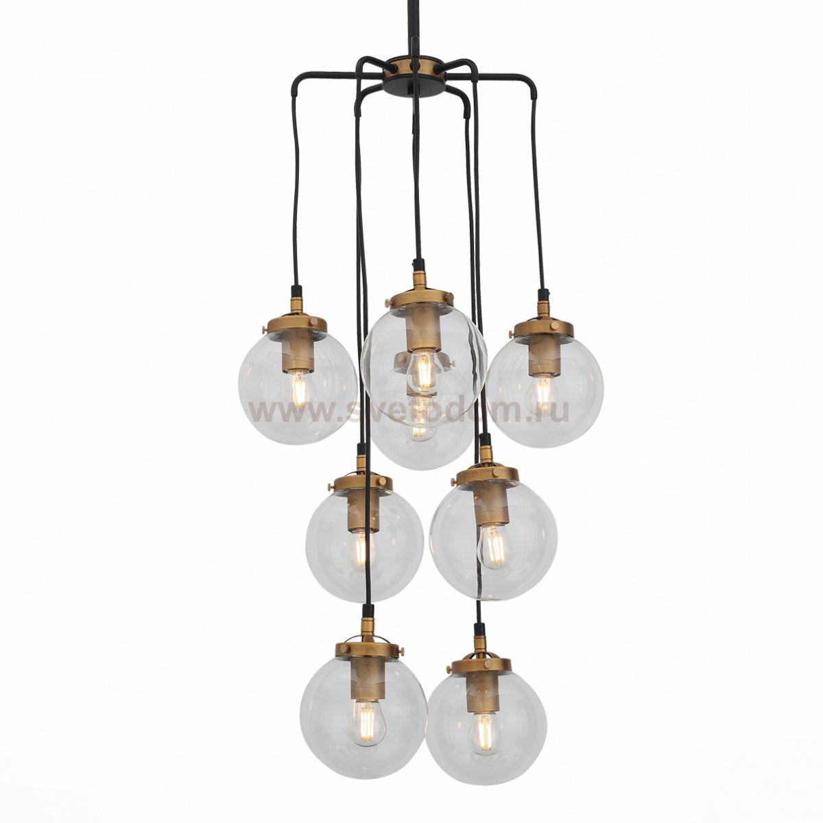Люстра Bistro Globe Clear Glass Chandelier 8 Tower Loft Concept 40.2152