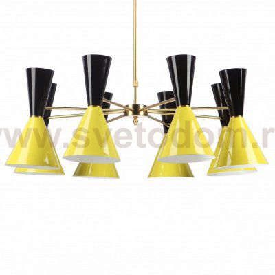 Люстра CAIRO Chandelier 8 Armblack black and yellow Loft Concept 40.2170