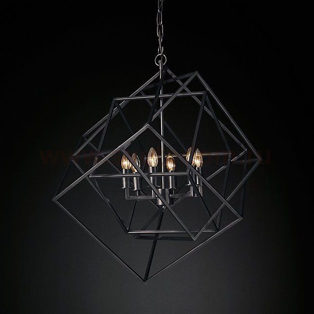 Люстра RH Caged Cubist Pendant black Loft Concept 40.2241