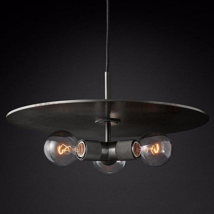 Подвесной светильник RH Utilitaire Disk Triple Pendant Black Loft Concept 40.2340
