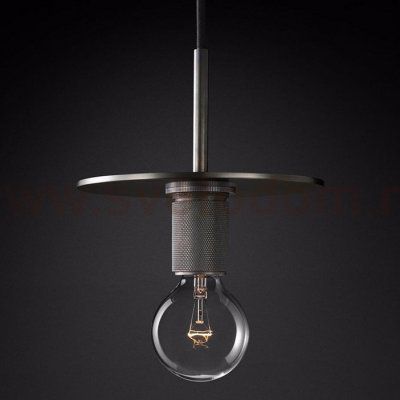 Подвесной светильник RH Utilitaire Disk Shade Pendant Black Loft Concept 40.2343