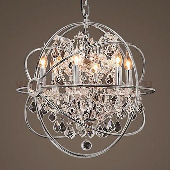 Люстра RH Foucault's Orb Crystal Chandelier Polished Nickel Small Loft Concept 40.235