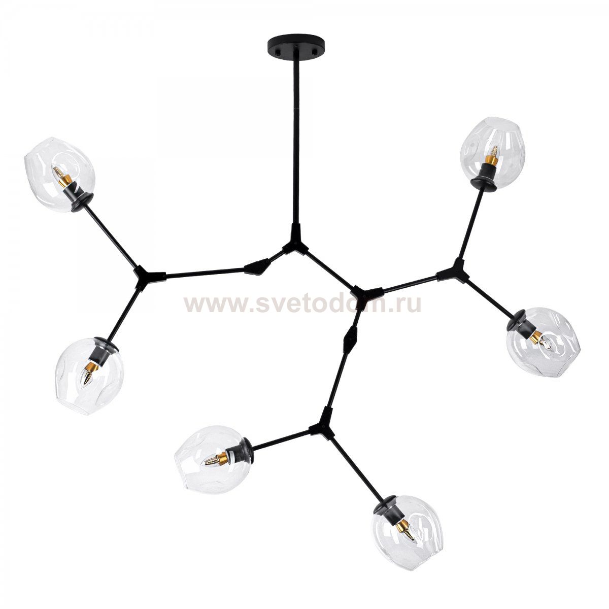 Люстра Сrumpled Glass Bubble Chandelier Black 6 плафонов Loft Concept 40.2603-0