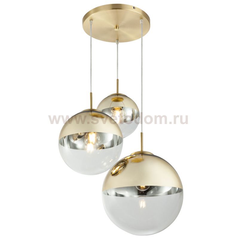Светильник подвесной Mirror Ball Gold 3 плафона Loft Concept 40.2773