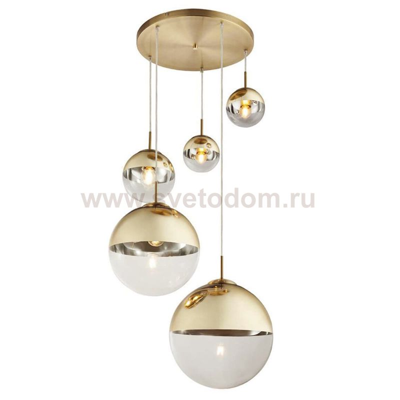 Светильник подвесной Mirror Ball Gold 5 плафонов Loft Concept 40.2774