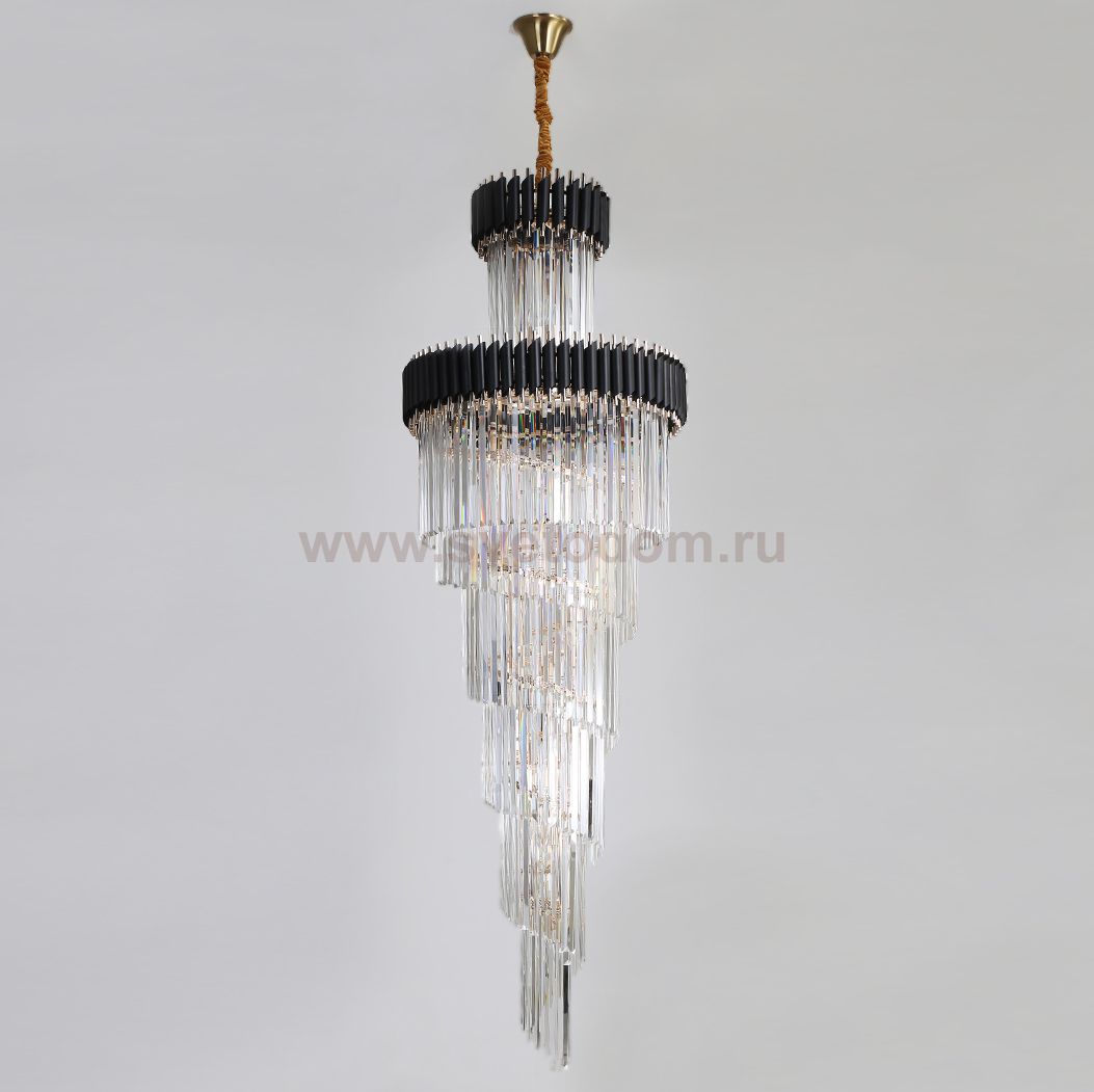 Люстра Empire Large Cascading Chandelier Black Rectangular Crystal Loft Concept 40.2894