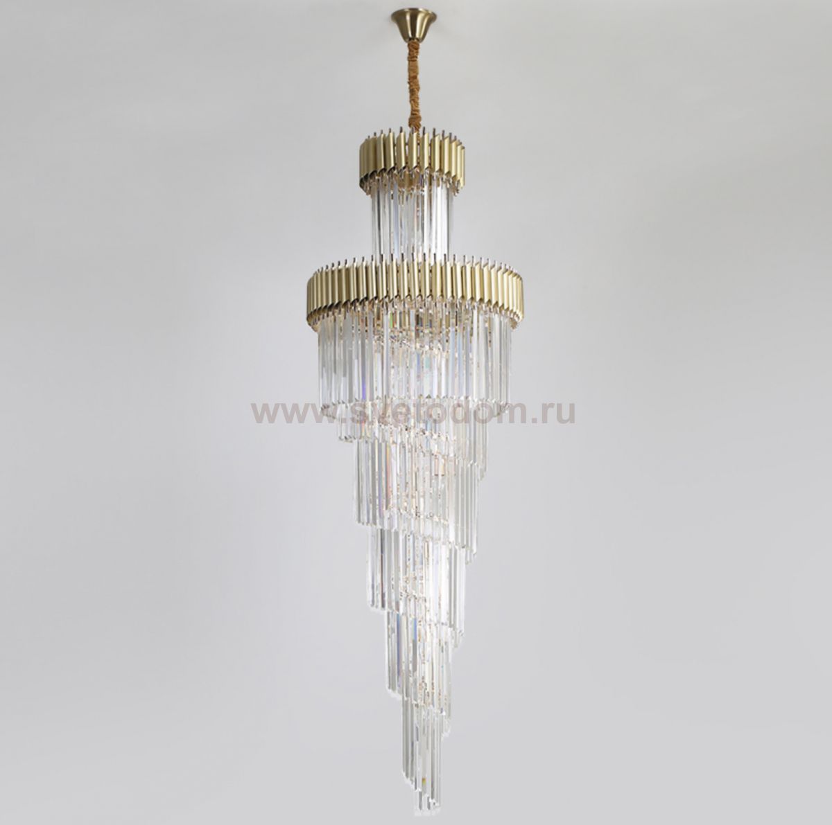 Люстра Empire Large Cascading Chandelier Gold Rectangular Crystal Loft Concept 40.2895