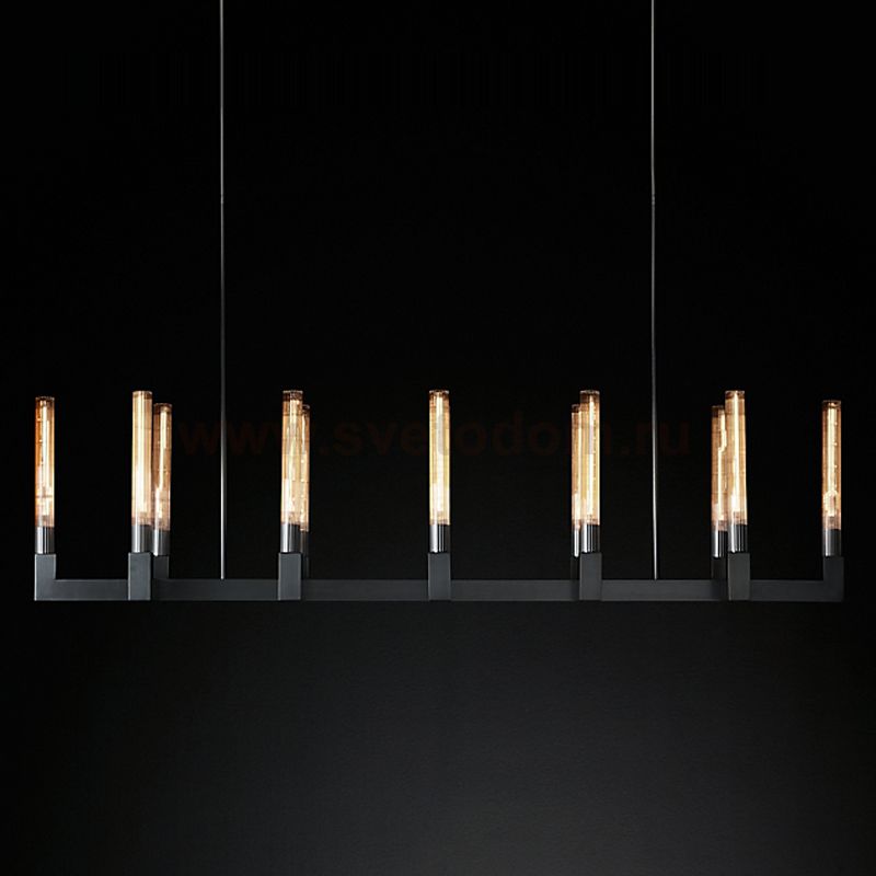 Люстра RH CANELLE Linear Chandelier 12 Modern Black Loft Concept 40.2986