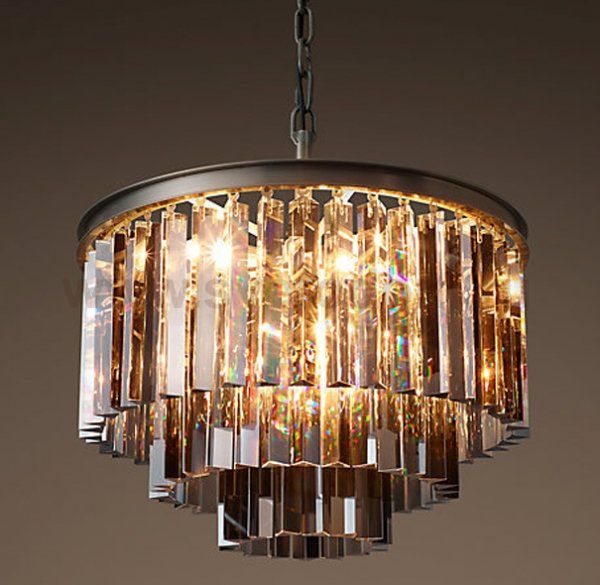 Люстра RH 1920s Odeon Smoke Glass Fringe Chandelier - 3 rings Loft Concept 40.304