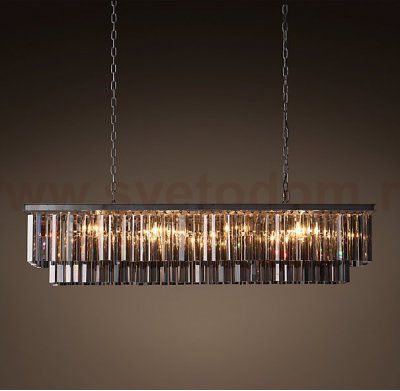 Люстра RH 1920s Odeon Smoke Glass Fringe Black iron 125 Loft Concept 40.310