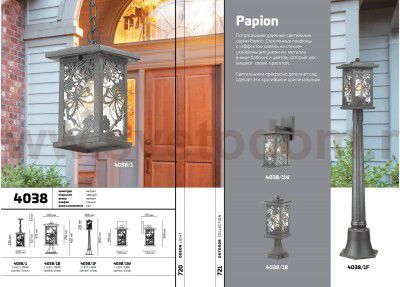Уличный светильник на столб Odeon light 4038/1B PAPION
