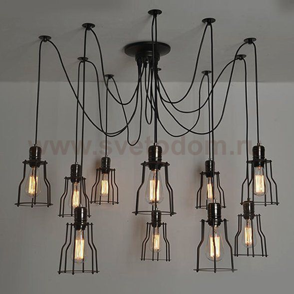 Люстра Loft Industrial 10 wire Cage Filament Pendant Loft Concept 40.381