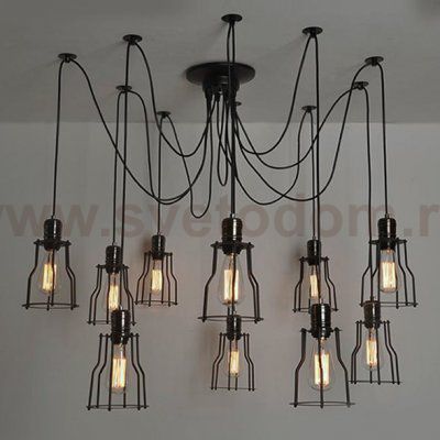Люстра Loft Industrial 10 wire Cage Filament Pendant Loft Concept 40.381