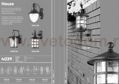 Уличный настенный светильник Odeon light 4042/1W HOUSE