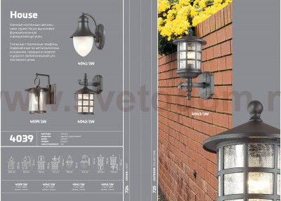 Уличный настенный светильник Odeon light 4043/1W HOUSE