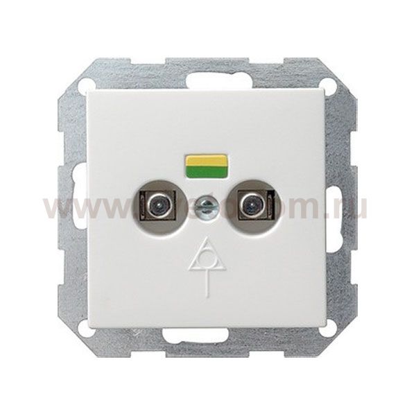 Gira S-55 Бел глянц Розетка 2-ая для выравнивания потенциалов с накладкой (G40503)