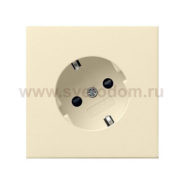 Gira F100 Крем глянц Розетка с/з с поворотом на 30 градусов (G406111)