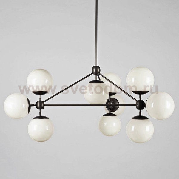 Modo 10 Globes Chandelier Black and White Glass Loft Concept 40.642