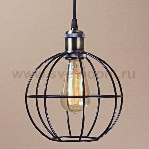 Подвесной светильник Wire Cage Pendant Ball Black Loft Concept 40.676