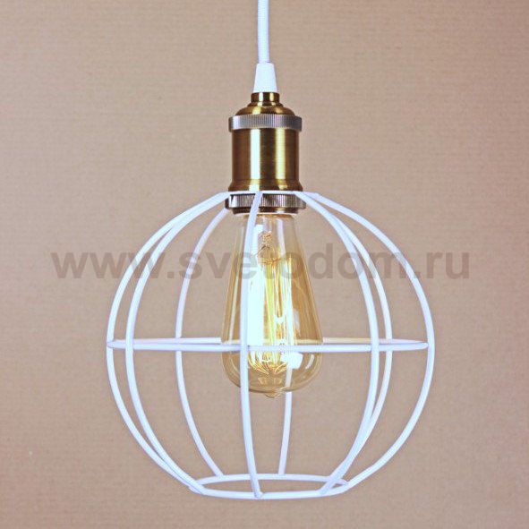 Подвесной светильник Wire Cage Pendant Ball White Loft Concept 40.677