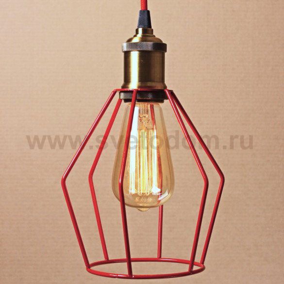 Подвесной светильник Wire Cage Pendant Trew Red Loft Concept 40.680