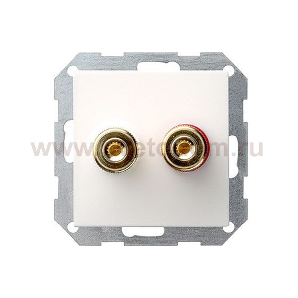 Gira S-55 Бел глянц Аудиорозетка разъём WBT (+/-) с накладкой прямая (G40703)