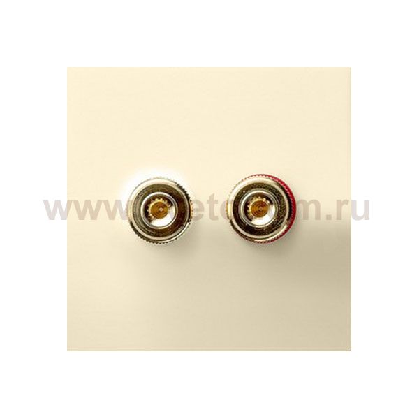 Gira F100 Крем глянц Аудиорозетка разъём WBT (+/-) с накладкой прямая (G407111)