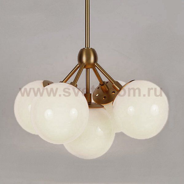 Люстра Modo 5 Brass color & white glass Loft Concept 40.731