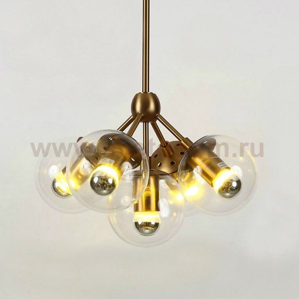 Люстра Modo 5 Brass color & clear glass Loft Concept 40.733