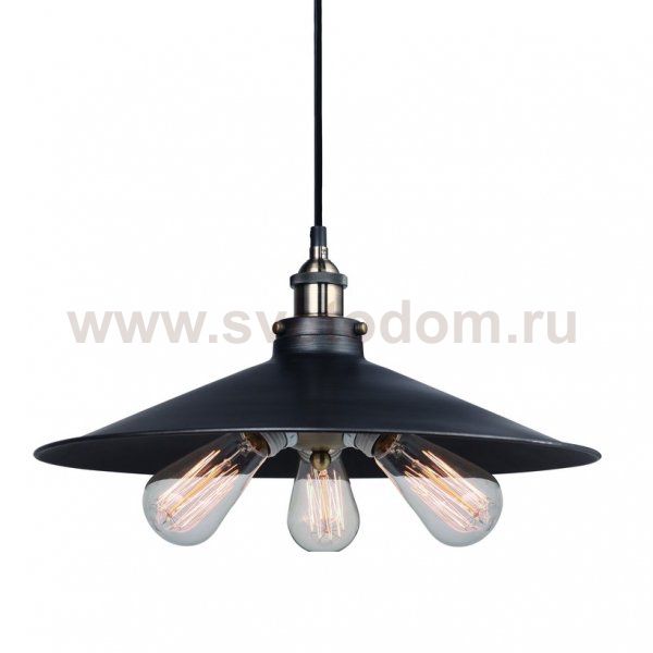 Подвесной светильник 20th C. Factory Filament Metal Triple Pendant Black Loft Concept 40.980