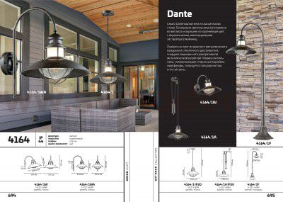 Уличный настенный светильник IP44 Odeon light 4164/1WA DANTE