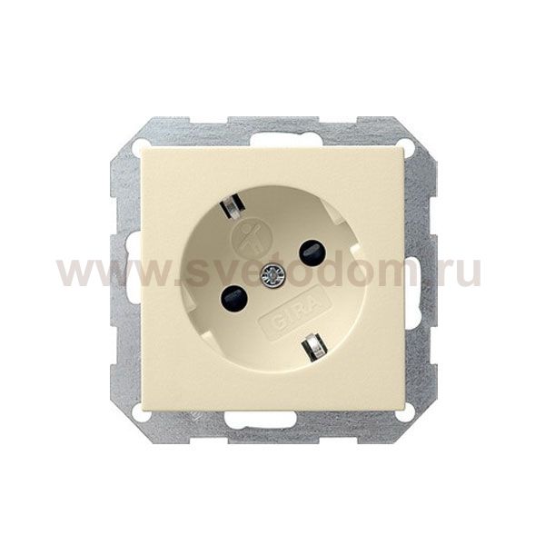 Gira S-55 Крем глянц Розетка с/з с поворотом на 30 градусов (G41801)