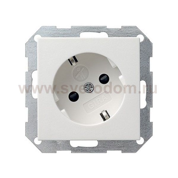 Gira S-55 Бел Розетка с/з с поворотом на 30 градусов (G41827)