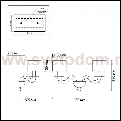 Светильник настенный бра Odeon light 4196/2W LAURA