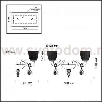 Светильник настенный бра Odeon light 4199/2W PIREA