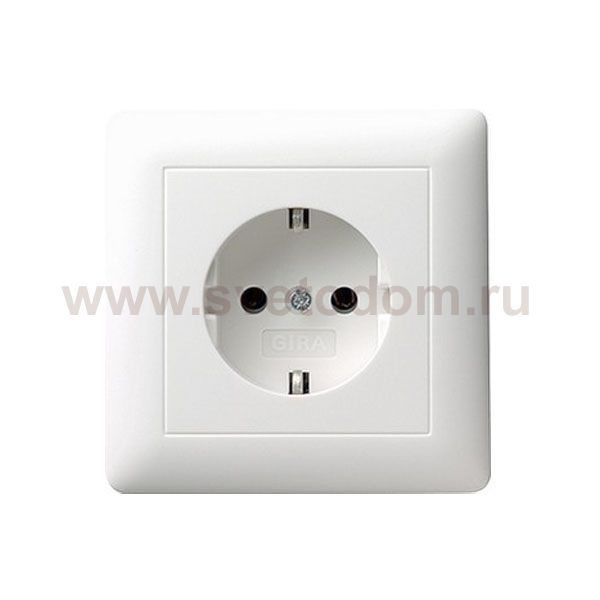 Gira S-55 Бел глянц Розетка с/з 16А, 250В~, в комплекте с рамкой (G44003)