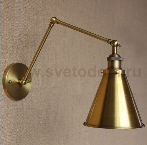 Бра Gloce Cone Shade Loft Industrial Metal Tall Gold Loft Concept 44.074