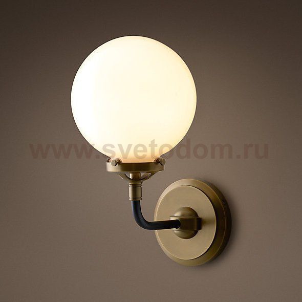 Бра Bistro Globe Clear Glass Single Sconce Brass Milk Loft Concept 44.154