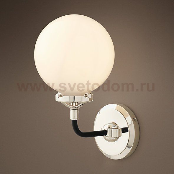 Бра Bistro Globe Clear Glass Single Sconce Nickel Milk Loft Concept 44.156