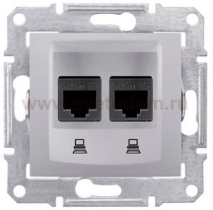 SE Sedna Алюминий Розетка компьютерная 2-ая RJ45 кат. 5e UTP (SDN4400160)