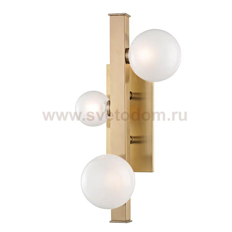 Бра Hudson Valley 8703-AGB Mini Hinsdale 3 Light Wall Sconce In Aged Brass Loft Concept 44.343