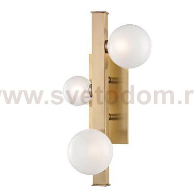Бра Hudson Valley 8703-AGB Mini Hinsdale 3 Light Wall Sconce In Aged Brass Loft Concept 44.343
