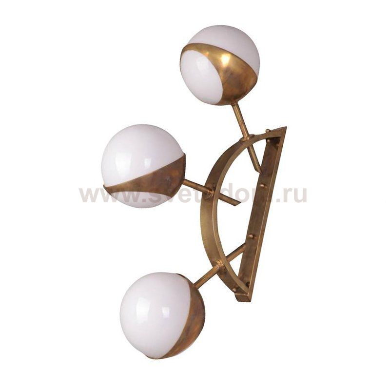 Бра Midcentury Style Triple Orb Brass and Glass Wall Lamp Loft Concept 44.382-0