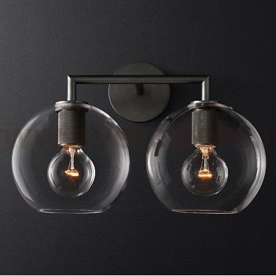 Бра RH Utilitaire Globe Shade Double Sconce Black Loft Concept 44.540