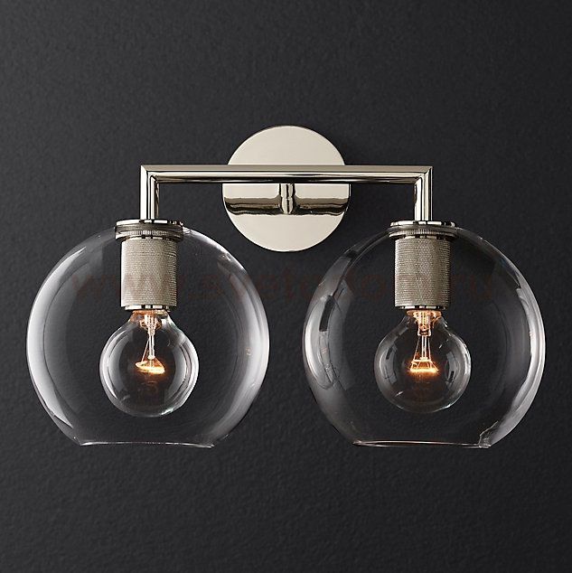 Бра RH Utilitaire Globe Shade Double Sconce Silver Loft Concept 44.541