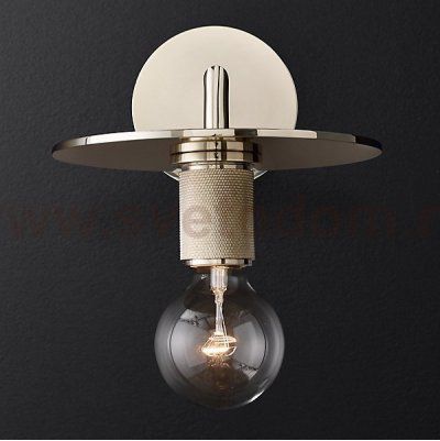 Бра RH Utilitaire Knurled Disk Shade Sconce Silver Loft Concept 44.550