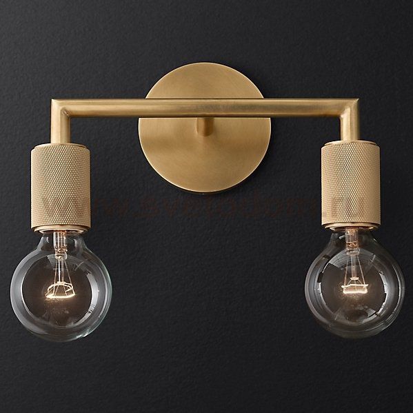 Бра RH Utilitaire Double Sconce Brass Loft Concept 44.554