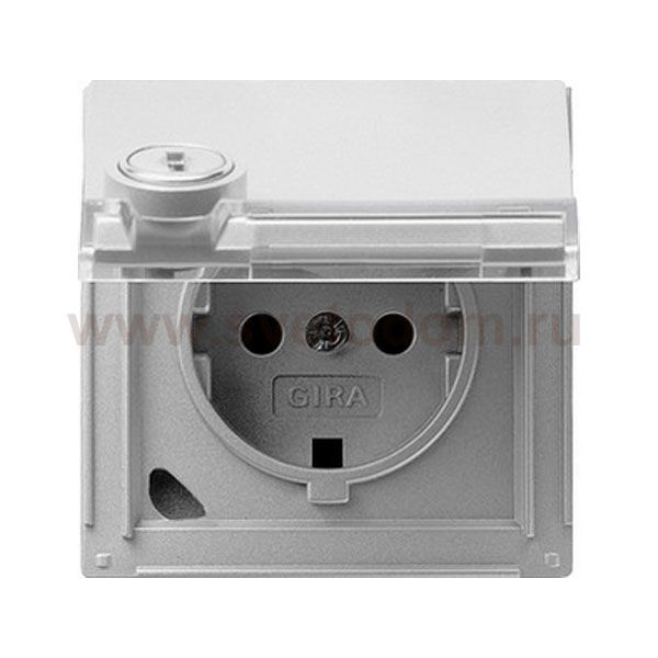 Gira TX-44 Алюминий Розетка с крышкой и с замком (2станд. ключа в компл.) (G44965)