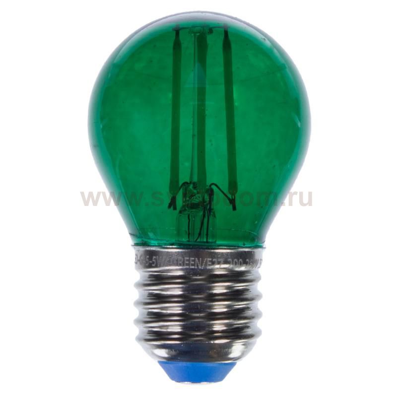 Зеленая прозрачная лампочка LED E27 5W тёплый свет Loft Concept 45.024