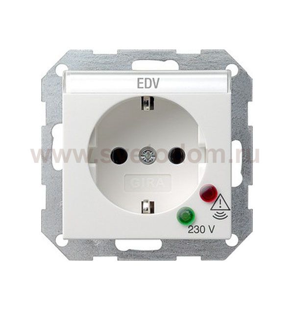 Gira S-55 Бел глянц Розетка с/з с защитой от перенапряжения (G45103)